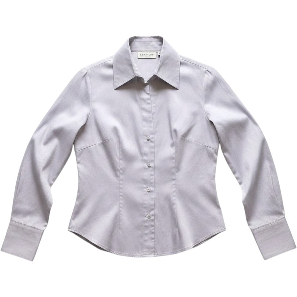 Farinaz Taghavi Pearl Button Stretch Blouse Sz 4 - Luxury Minimalist Career